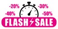 Flash sale. Pink vector icon illustration with discounts.