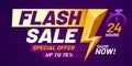Flash sale poster. Lightning offer sales, special night deal and flashes offers discount dark billboard banner vector