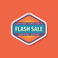 Flash sale promotion banner design. Discount creative layout. Special offer. Limited time only. Abstract advertising graphic badge