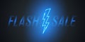 Flash Sale text design with neon lightning bolt for business, discount shopping, sale promotion and advertising.