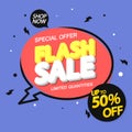 Flash Sale, up to 50% off, discount poster design template, store offer banner. Season shopping, promotion banner. Royalty Free Stock Photo