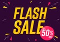 Flash Sale, up to 50% off, discount poster design template, store offer banner. Season shopping, promotion banner. Royalty Free Stock Photo