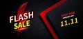 Flash sales special offer clearance banner with thunder. 11.11 Mega shopping