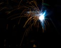 Flash and sparks from electric welding Royalty Free Stock Photo