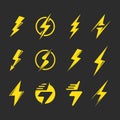 flash thunder bolt element icon set illustration vector Royalty Free Stock Photo