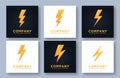 Flash Thunderbolt Energy Power Logo design vector template linear style. Fast speed electricity battery Logotype Royalty Free Stock Photo