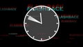 Flashback With Glitch Effect Behind The Clock With Hands Rotating Backward. Royalty Free Stock Photo