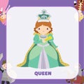 Clipart of the queen in green dress with sceptre