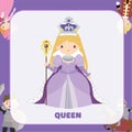 Clipart of the queen in purple dress with sceptre