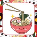 Japanese food flashcard. Introducing the traditional Japanese traditional food to kids Royalty Free Stock Photo