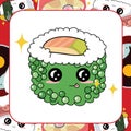 Sushi the Japanese food flashcard. Introducing the traditional Japanese traditional food to kids Royalty Free Stock Photo