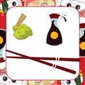 Sushi the Japanese food flashcard. Introducing the traditional Japanese traditional food Royalty Free Stock Photo