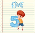 Flashcard design with number five Royalty Free Stock Photo