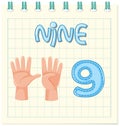 Flashcard design with number nine