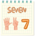 Flashcard design with number seven