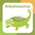 cute dinosaur flashcard for toddlers. ankylosaurs cute design flashcard. Introducing the ancient animal to kids