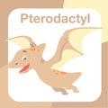 cute dinosaur flashcard for toddlers. pterodactyl cute design flashcard. Introducing the ancient animal to kids