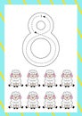 Easter flashcard how to write number eight. Worksheet for kids