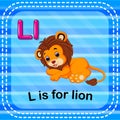 Flashcard letter L is for lion