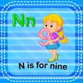 Flashcard letter N is for nine