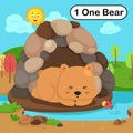 Flashcard number one with 1 bear learning for kid