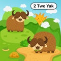 Flashcard number two with 2 yak learning for kid