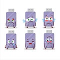 Flashdisk cartoon in character with sad expression