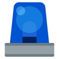 Flasher blue, element of a police car vector icon flat isolated. Royalty Free Stock Photo