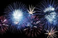 Flashes of blue, white and pink fireworks Royalty Free Stock Photo