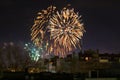 New Year celebration fireworks residential buildings Varna Bulgaria Royalty Free Stock Photo