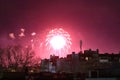 New Year celebration fireworks residential buildings Varna Bulgaria Royalty Free Stock Photo