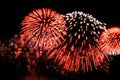 Flashes of fireworks of red and white color Royalty Free Stock Photo