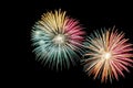 Flashes of multicolored fireworks on black background Royalty Free Stock Photo