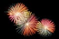 Flashes of multicolored fireworks on black background Royalty Free Stock Photo