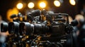 Flashes of News: Modern Video Cameras and Paparazzi Covering a Large Event, Generative AI Royalty Free Stock Photo