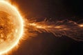 Flashes, storms on the Sun in space. Solar flares is a sudden flash of increased brightness on the Sun Royalty Free Stock Photo