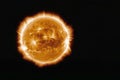 Flashes, storms on the Sun in space. Solar flares is a sudden flash of increased brightness on the Sun Royalty Free Stock Photo