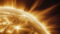 Flashes, storms on the Sun in space. Solar flares is a sudden flash of increased brightness on the Sun Royalty Free Stock Photo