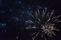 Flashes of white fireworks, with smoke and tracers Royalty Free Stock Photo