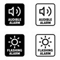 `Flashing alarm` and `Audible alarm` signaling device information sign