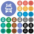 Flashing ambulance car front view round flat multi colored icons