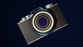 a flashing camera floating on a black background Royalty Free Stock Photo