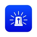 Flashing emergency light icon digital blue