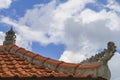 Flashing orange tiled roof on blue sky Royalty Free Stock Photo