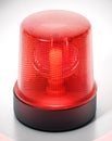 Flashing red alarm light isolated on white background. 3D illustration