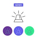 Flashing siren outline icons set