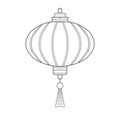 Decorative Chinese lantern with striped patterns on white isolated background. Winter celebration. Royalty Free Stock Photo