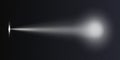 Flashlight beam directed on the wall realistic vector illustration.