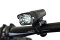 Flashlight for bicycle handlebar isolated on white background Royalty Free Stock Photo