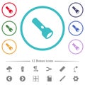 Flashlight flat color icons in circle shape outlines Royalty Free Stock Photo